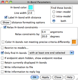 H-bond parameter panel